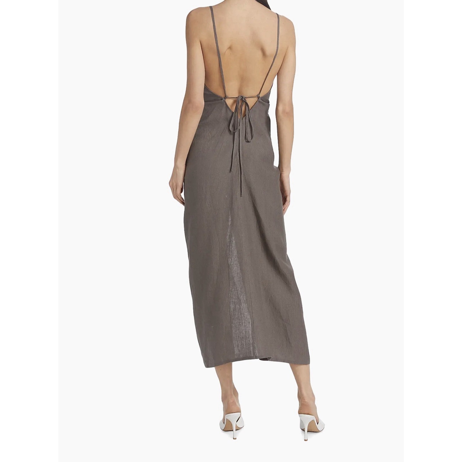 Piece Of White Allegra Ruched Linen Midi-Dress Nwt Women’s Size Small $716 — image 2 of 8
